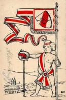Studentika Wappen Weiß Rot Weiß 1912 I-II (fleckig) - Zonder Classificatie