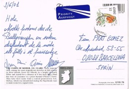 18703. Postal Aerea BAILE Ut Bheachain (Irlanda) Eire 2001. The Cliffs Of MOHER - Lettres & Documents