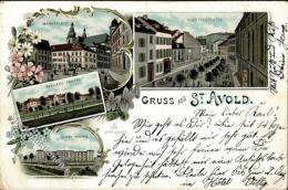 Saint-Avold (57500) Frankreich Klosterstraße Marktplatz Artillerie Kaserne Ulanen Kaserne Lithographie 1897 II- (E - Unclassified