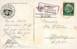 DR, Poststelle Konstanz Zug", Viol. Ra2 Auf 6 Pf Hindenburg, Altersspuren, M-Stempel "KONSTANZ Deutschlandflug 1938 23.5 - Unclassified