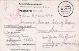 DR-Kriegsgefangenenpost, 1943, 6.5.43", Aptierter K2, Kgfg.-Postkarte, Roter K1 "STALAG XIII A", Nach Belgien I-II" - Ohne Zuordnung