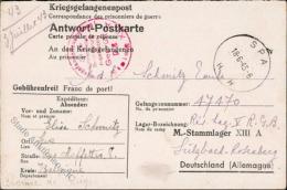 DR-Kriegsgefangenenpost, 1943, SPA 18.6.43", K2, Kgfg.-Postkarte, Roter Prüf-K1 "STALAG XIII A", Nach Sulzbach-Rose - Zonder Classificatie
