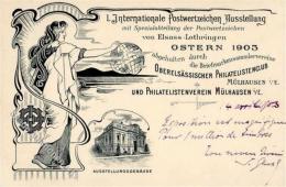 Privatganzsache 5 Pf Germania Grün Mülhausen Els. Intern. Postwertzeichen Ausstellung  1903 I-II Expo - Non Classificati