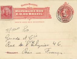 Brasilien-Ganzsachen, Mi.Nr.K41, U.a. 1910, 100 R Freiheit, Kartenbrief, K2 ADM. DOS C. DOR G. DO SUL (4AS:TARDE) 7 NOV - Unclassified