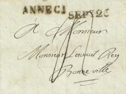 Frankreich-Vorphilatelie, ANNECI", L1 Sowie "SEPT 26", Kleines Faltbriefchen Von 1822, Hs. Taxe, Beförderungsspuren - Non Classificati