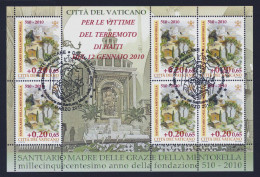 2010 VATICANO "1500° ANN. SANTUARIO MENTORELLA / VITTIME TERREMOTO HAITI" MF ANNULLO PRIMO GIORNO - Usados