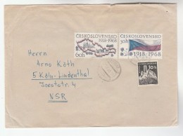 1968 Cheb CZECHOSLOVAKIA COVER  Stamps  60h ANNIV MAP 30h  FLAG , 10h BEZDEZ  To Germany - Cartas & Documentos