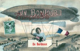 (33) Bordeaux - Un Bonjour - Dirigeable Zeppelin - 2 SCANS - Bordeaux