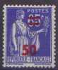 France Type Paix - N°  479 * Surchargé 50c Sur 65c Outremer - 1932-39 Vrede