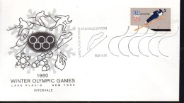 Delcampe - USA   FDC   Jo 1980   13 Fevrier  Flamme Saut A Ski - Ski