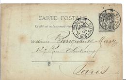 Entier Postal Carte Postale 10c Sage REPIQUAGE Aux Forges De Vulcain E CHOUANARD PARIS 28.8.1897  .....G - Bijgewerkte Postkaarten  (voor 1995)