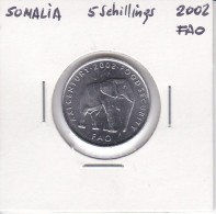 MONEDA DE SOMALIA DE 5 SHILLINGS DEL AÑO 2002 DE LA FAO (ELEFANTE-ELEPHANT) - Somalië