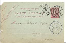 Entier Postal Carte Postale 10c Sage REPIQUAGE Henry MENNESSON REIMS 10.11.1906   .....G - AK Mit Aufdruck (vor 1995)