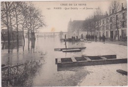 Cpa,paris Inondé En Janvier 1910 Authentique, Quai Debilly,maintenant Avenue De New York,passeurs,et Policiers,rare - Arrondissement: 16