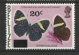 BELIZE  1976 OVERPRINT/SURCHARGHED  BUTTERFLY  MNH - Butterflies