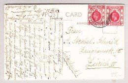 GB Hong-Kong 28.12.1933 Mit 4c (2) Auf Ansichtskarte Nach Zürich - Storia Postale