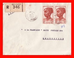 GAGNOA > TRANSIT > ABIDJAN R.P. COTE D´IVOIRE AFRIQUE COLONIE FRANÇAISE LETTRE RECOMMANDEE POUR LA FRANCE 2 SCANS - Cartas & Documentos