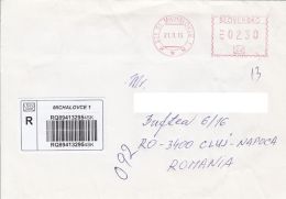 45694- AMOUNT 2.3, MICHALOVCE, RED MACHINE STAMPS ON REGISTERED COVER, 2015, SLOVAKIA - Covers & Documents