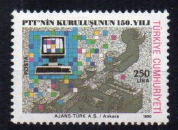 TURQUIE - TURKEY - TELEGRAPHE ET ORDINATEUR - Lira 250 - 1990 - - Neufs