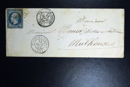 France Cover 1854  Losagne PC  2504 Pont-de-Roide Au Verso Mulhouse - 1849-1876: Classic Period