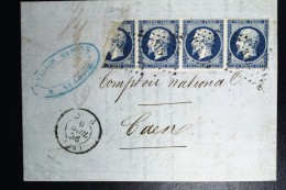 France Lettre 1856  Losagne PC  3166 St Lo A Caen.  Bande De 3,5 - 1849-1876: Classic Period