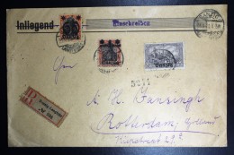 Deutschland: Danzig Einschreiben Brief To Rotterdam   1920  Mi. Nr 13 + 19 + 26  Waxsealed - Storia Postale