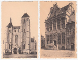 2 Postkaarten: ZOUTLEEUW / LÉAU - St. Leonarduskerk & Stadhuis - Eglise Saint-Léonard & Hotel De Ville-  Belgie/Belgique - Zoutleeuw