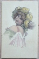 CPA Litho Precurseur Illustrateur BRAUN ASV A.S.V. ROSEE DE MAI Femme Fille SOURIANTE DE DOS COIFFE ET PLUME - Braun, W.