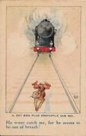 CPA Carte Ancienne Lapin Bunny Rabbit Fantaisie Non Circulé Train Locomotive Par MICH - Otros & Sin Clasificación