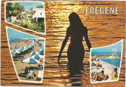 R1451 Fiumicino (Roma) - Fregene - Panorama Vedute Multipla - Ragazza Girl Femme Frau Chica Pin Up / Viaggiata 1979 - Fiumicino