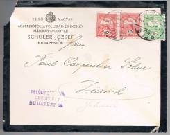 Hungria, 1914, For Zurich, Censura - Briefe U. Dokumente