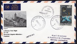 Lufthansa Zagreb Airport First Flight Bucharest Zagreb Munchen Frankfurt 1967 Airmail - Luchtpost