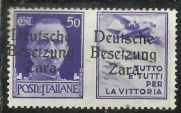 ZARA OCCUPAZIONE TEDESCA 1943  ITALY OVERPRINTED PROPAGANDA SOPRASTAMPATO ITALIA CENT. 50 VARIETA' VARIETY MH FIRMATO - German Occ.: Zara