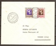 1953 Vaticano Vatican Storia Postale S. MARIA GORETTI Serie Di 2 V. Su Busta Vaticano Torino - Storia Postale