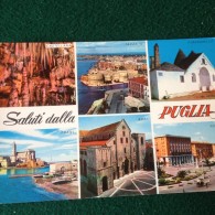 Cartolina Saluti Dalla Puglia ,Castellana,Taranto,Alberobello,Trani,Bari E Foggia Viaggiata 1960 - Altri & Non Classificati