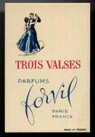 A.Immédiat Carte Parfumée Ancienne   FORVIL  3 VALSES  BRAS LEVES - Antiquariat (bis 1960)