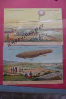 Cp La Navigation Aerienne Ballon Captif Militaire + Dirigeable Lot 2pub Chocolat Lombard - Globos