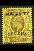 OFFICIALS ADMIRALTY 1903 3d Dull Purple On Orange-yellow, SG O106, Some Slight Adhesion On Reverse, Otherwise Fine... - Non Classificati