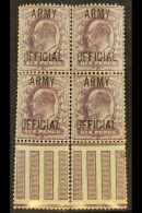 ARMY OFFICIAL 1902 6d Pale Dull Purple Optd "ARMY OFFICIAL", SG O50, Mint Block Of 4 With Interpanneau Selvage At... - Non Classificati