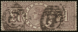 1884 £1 Brown- Lilac, Wmk Three Imperial Crowns, SG 185, Used With Light Registered Oval Grid Cancels Which... - Altri & Non Classificati