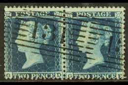 1854-7 2d Blue Pl.5 Wmk Large Crown, Perf.14, Horizontal Pair GD-GE, SG.34, Fine Used With Clear "131" Edinburgh... - Altri & Non Classificati