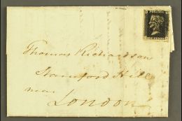 1841 (12 APR) Entire Letter From Newcastle To Stamford Hill, London Bearing 1840 1d Black, Plate 9, Lettered "C... - Non Classificati