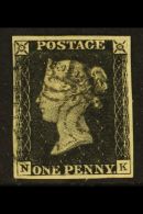 1840 1d Black 'NK', Plate 1b, SG 2, Very Fine Used With 4 Large Margins And Black Maltese Cross Cancellation. For... - Non Classificati