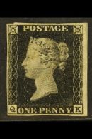 1840 1d Black 'QK' Plate 7, SG 2, Mint Large Part Original Gum With 4 Small To Huge Margins And Imperceptibly... - Non Classificati