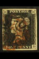 1840 1d Black 'AD' From Plate 7 With Fine Strikes Of Both RED AND BLACK MALTESE CROSS CANCELLATIONS, SG Spec... - Non Classificati