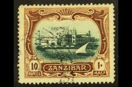 1908-09 10r Blue- Green And Brown, SG 239, Very Fine Used. For More Images, Please Visit... - Zanzibar (...-1963)