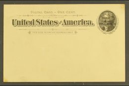 SPECIMEN 1897 1c Black On Buff Postal Card Overprinted "UNIVERSAL POSTAL CONGRESS", Scott UX12S, Very Fine Unused... - Altri & Non Classificati