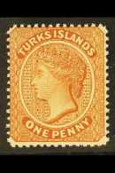 1882-85 1d Orange-brown WATERMARK NORMAL Variety, SG 55x, Fine Mint, Very Fresh. For More Images, Please Visit... - Turks E Caicos