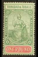 1914 £1 Grey Green & Carmine, SG 156, Very Fine Mint For More Images, Please Visit... - Trindad & Tobago (...-1961)