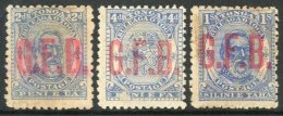 OFFICIALS 1893 2d, 4d And 1s With "G.F.B." Overprints In Carmine, SG O2, O3 And O5, Unused Without Gum And With... - Tonga (...-1970)